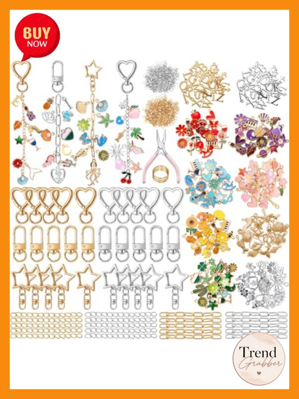 DIY Keychain Making Kit 922 Pcs Lip Gloss Charms Jewelry Plier Craft Set